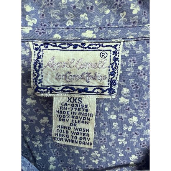 April Cornell Vintage 90s Purple Floral Maxi Dress Womens Small Back Tie Grunge - Picture 8 of 13